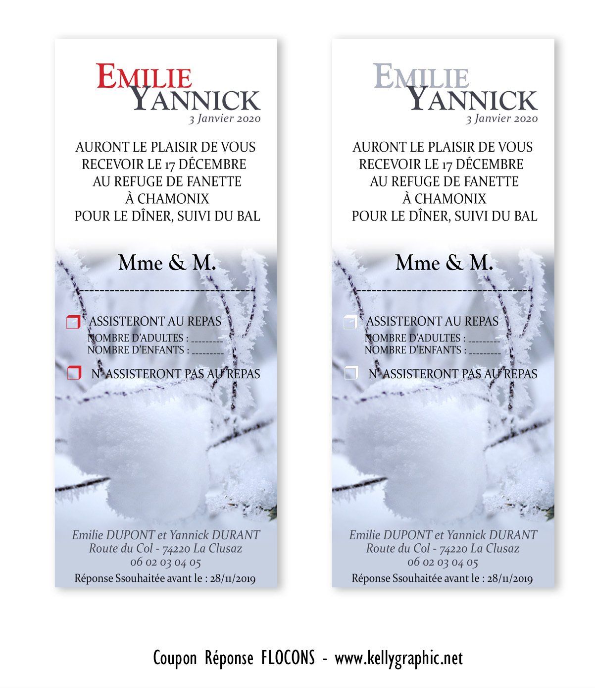 Coupon Réponse Mariage Hiver flocon Coupon Réponse Mariage Hiver flocon