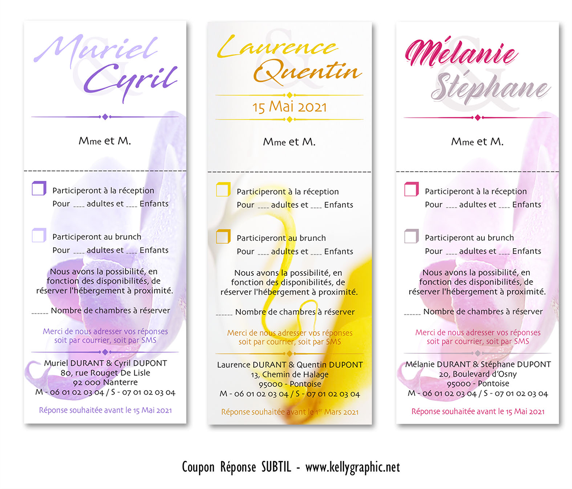 Coupon Réponse mariage Orchidée Coupon Réponse mariage Orchidée