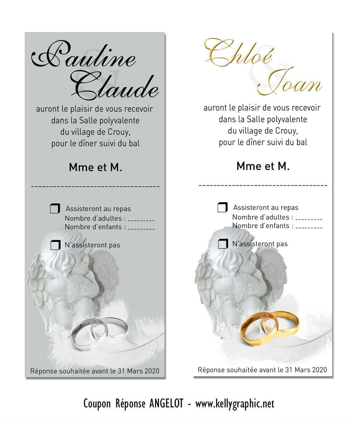 Coupon réponse mariage Ange plumes Coupon réponse mariage Ange plumes