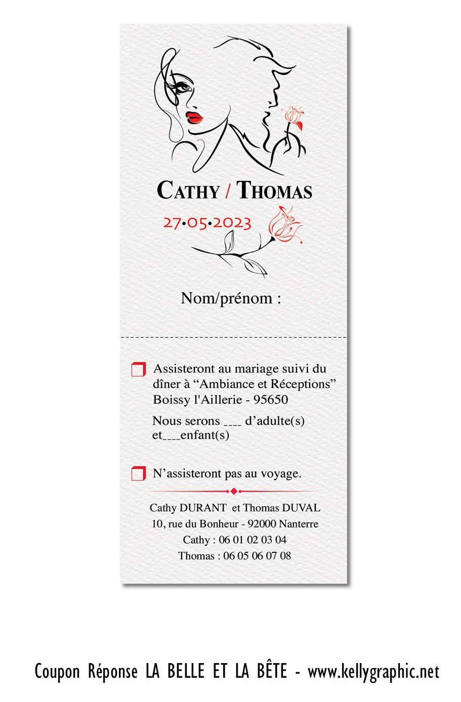 coupon réponse Mariage Disney La Belle et la Bête coupon réponse Mariage Disney La Belle et la Bête