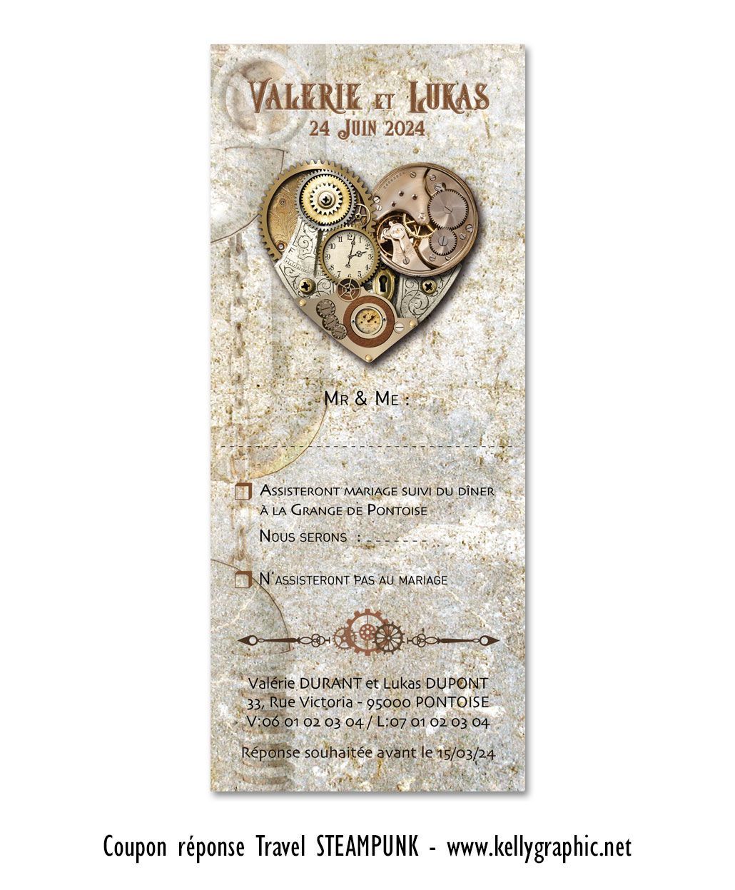 Coupon réponse Mariage Steampunk Coupon réponse Mariage Steampunk