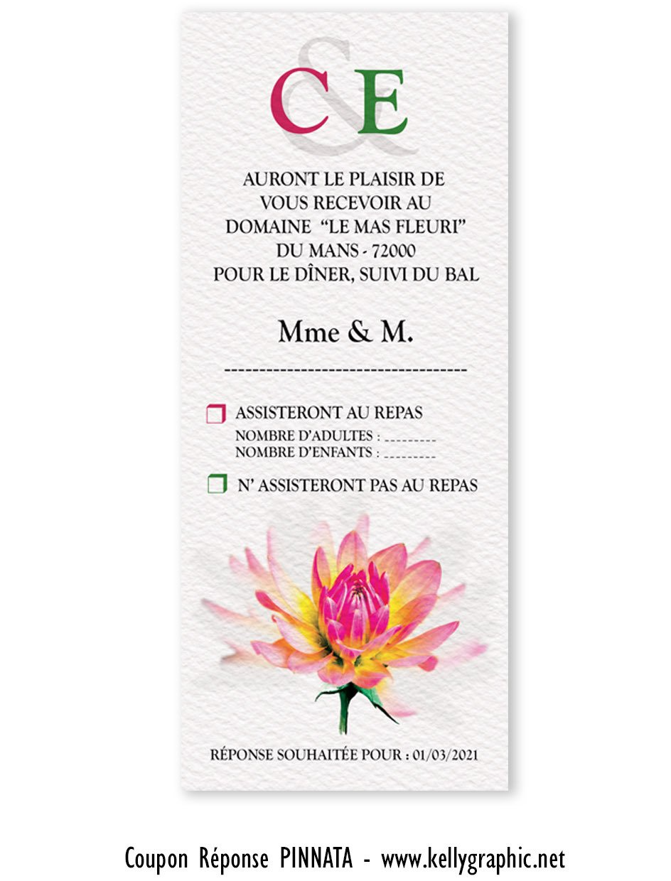 Coupon Réponse Mariage Pivoine Coupon Réponse Mariage Pivoine