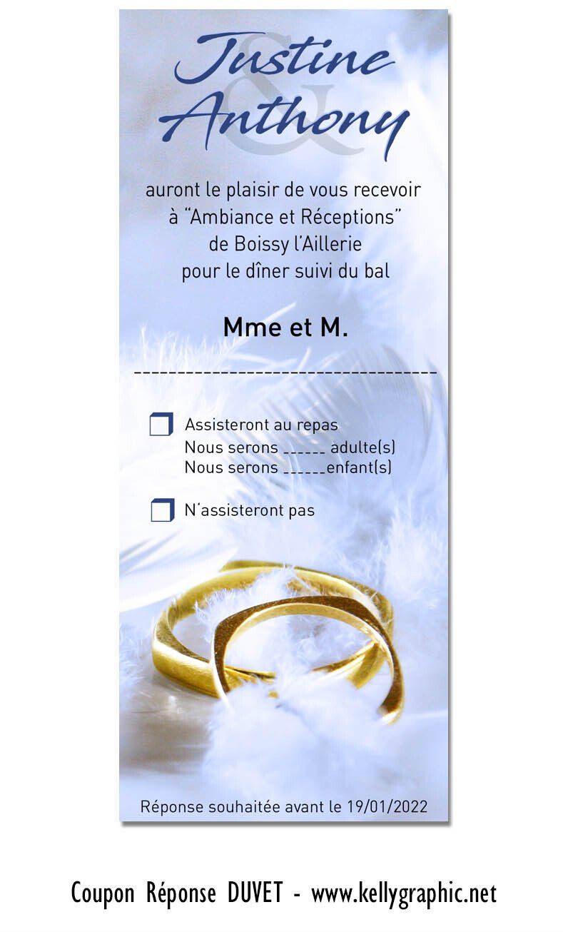 Coupon réponse mariage plume ange Coupon réponse mariage plume ange