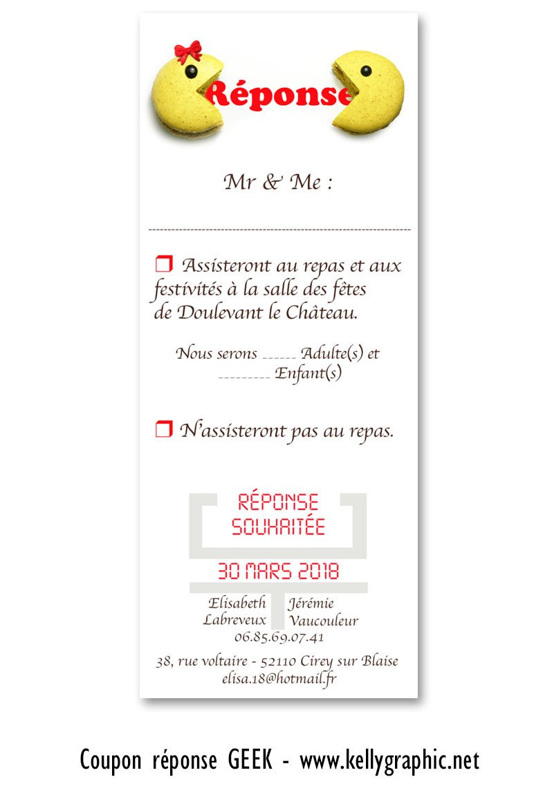 Faire-part Mariage Macarons PacMan Faire-part Mariage Macarons PacMan