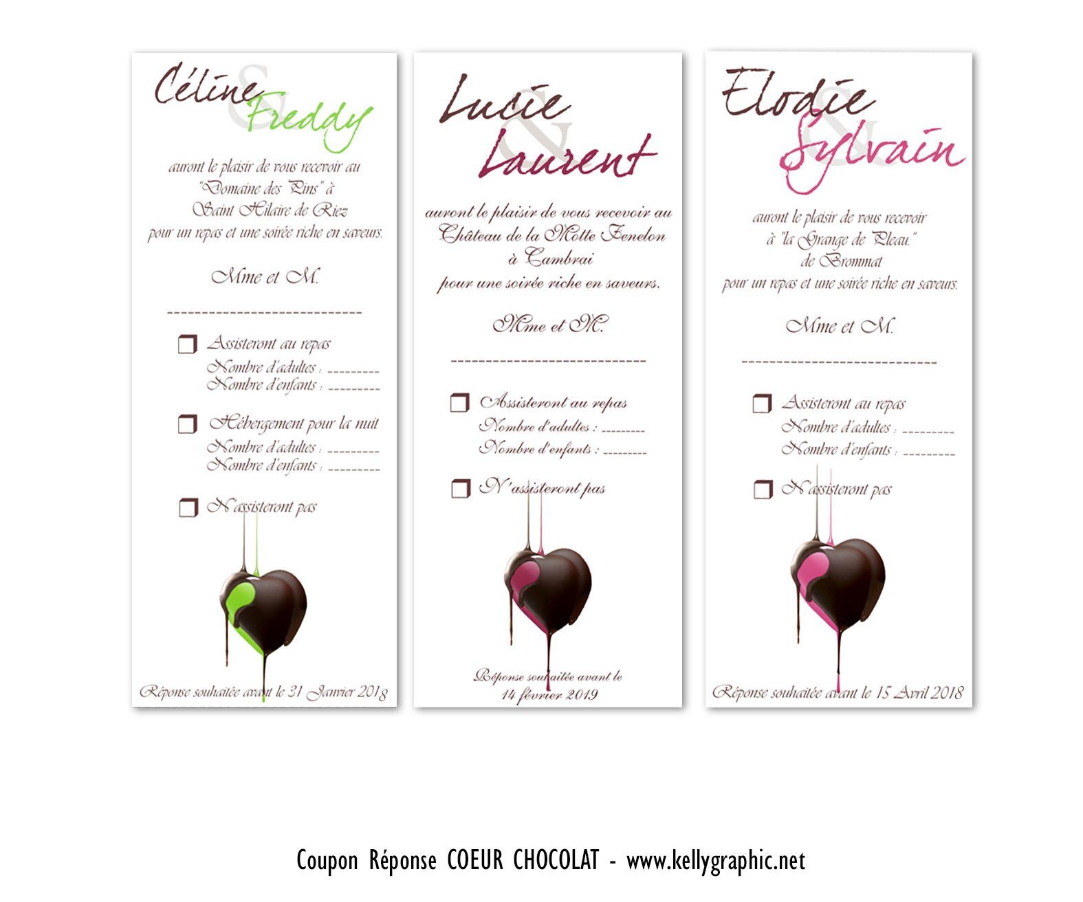 Coupon réponse Mariage coeur chocolat Coupon réponse Mariage coeur chocolat