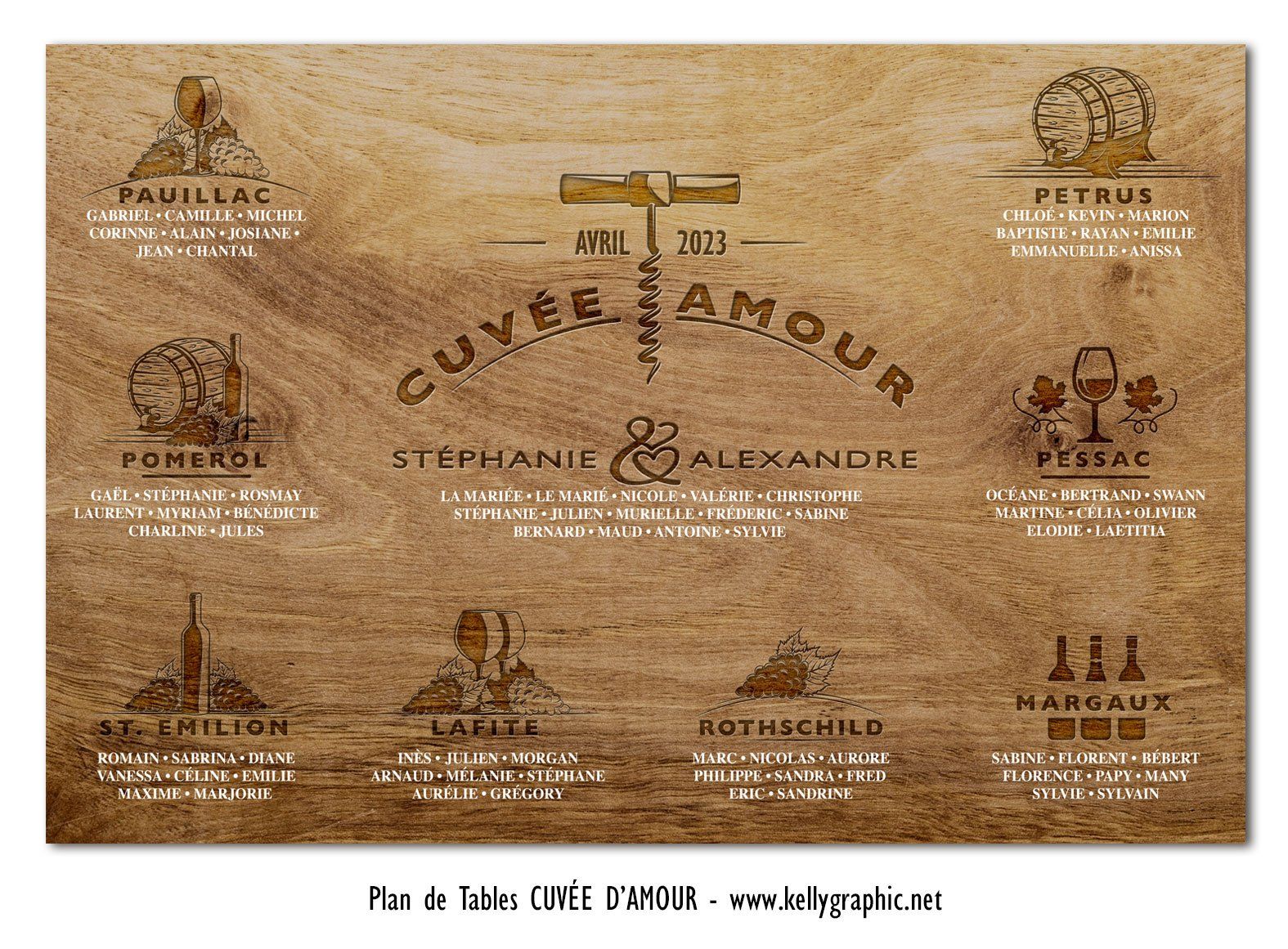 Plan de Tables Noces de mariage Bois Noces de mariage 5 ans bois