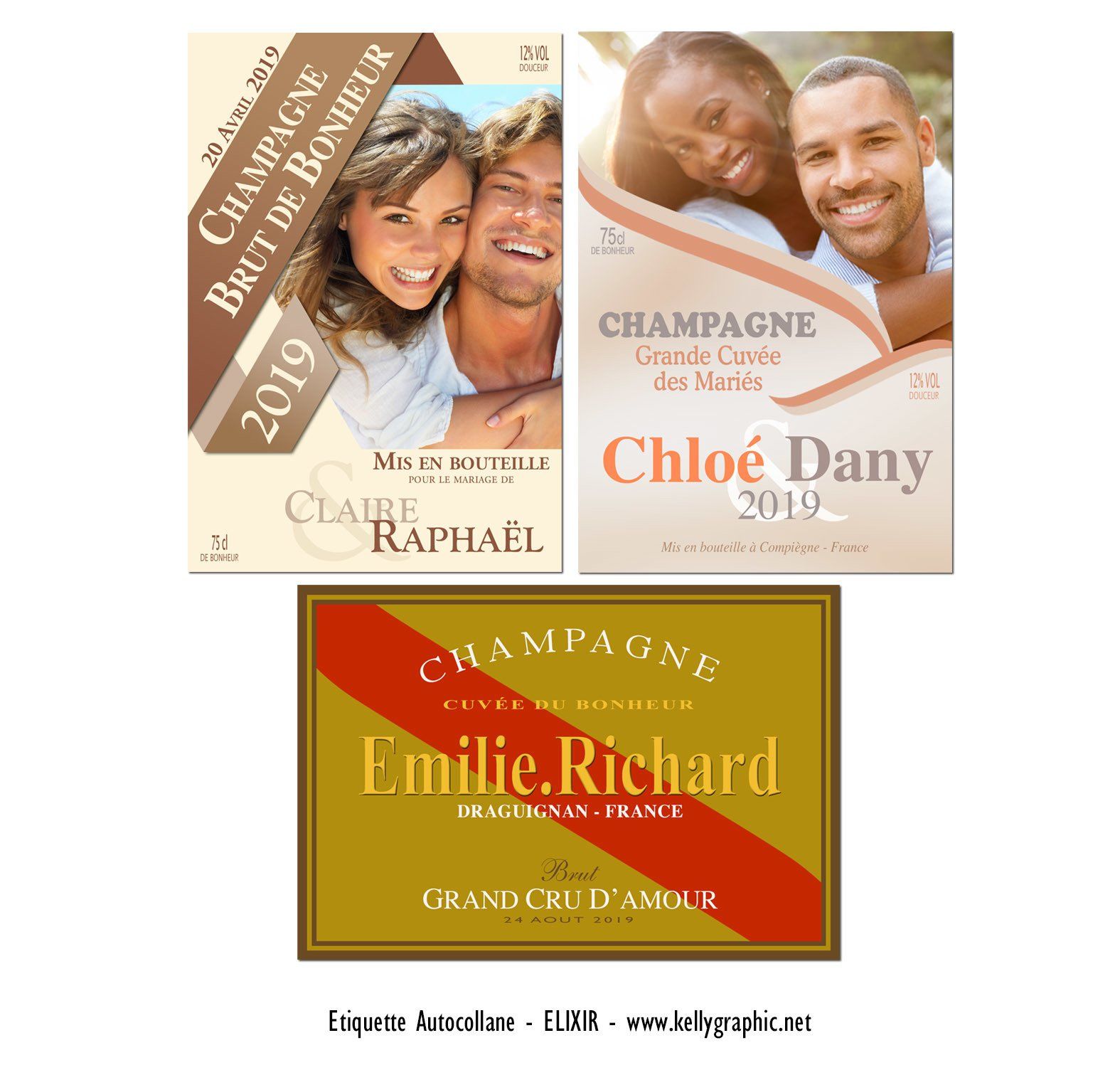 Mariage étiquettes Bouteille personnalisées Etiquettes bouteille mariage autocollantes personnalisée