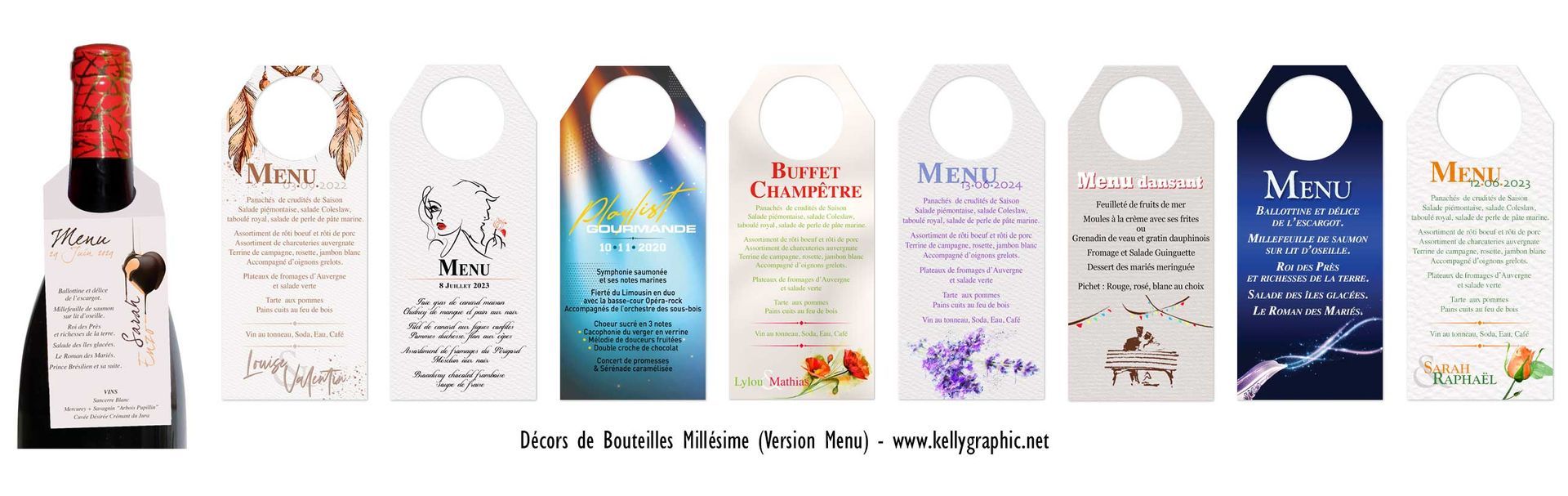 Décors de bouteilles Menus mariage Décors de bouteilles Menus mariage
