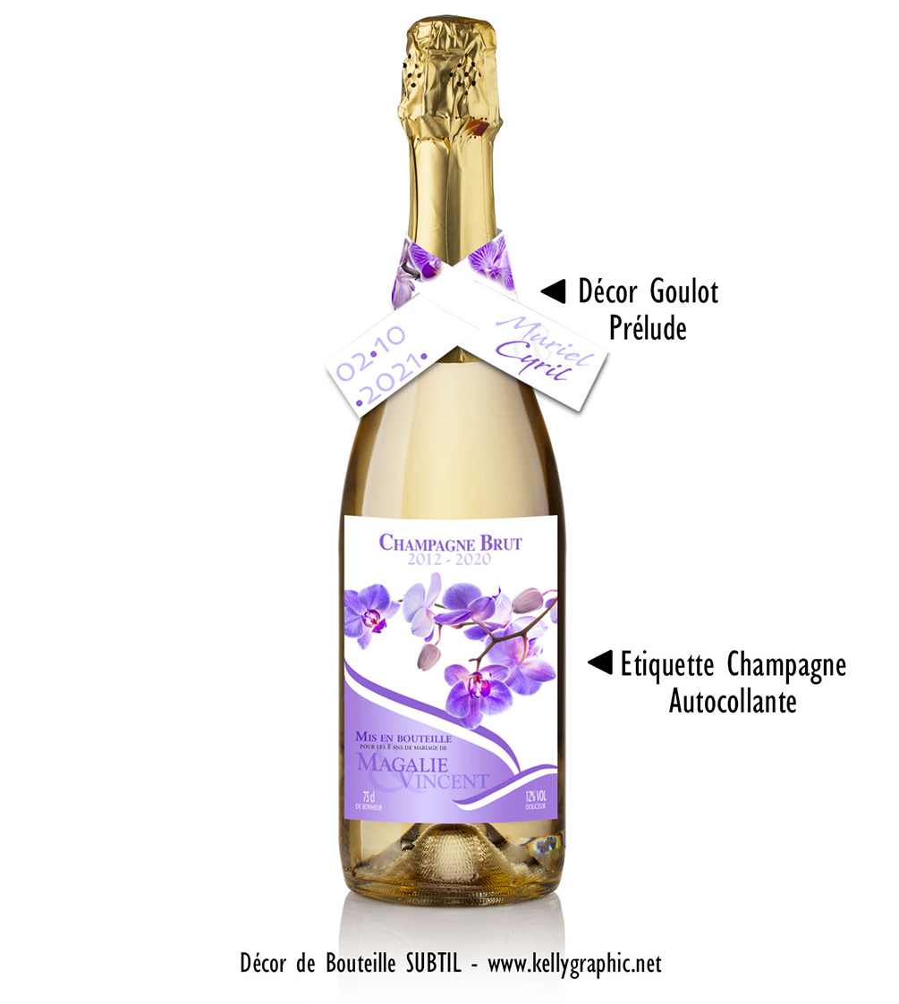 Etiquettes personnalisées mariage Décor de bouteilles mariage Orchidée
