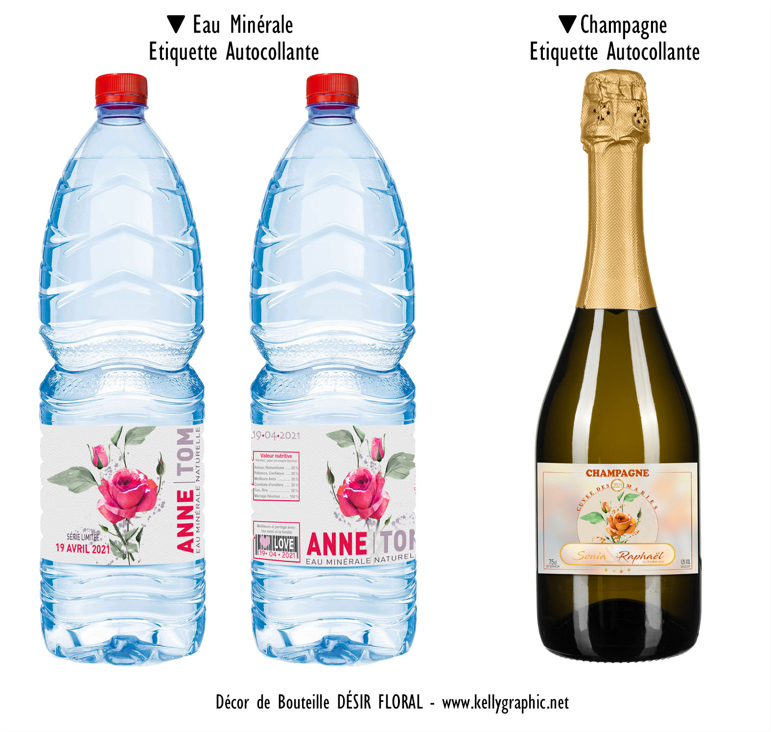 Etiquettes bouteilles eau vin mariage Etiquettes bouteilles eau vin mariage