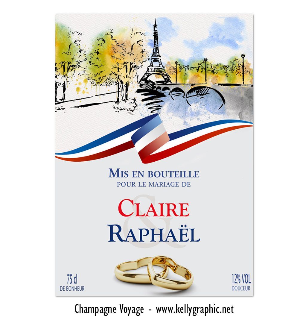 Etiquettes bouteilles Champagne mariage Etiquettes autocollantes personnalisées bouteilles mariage Champagne ou Vin