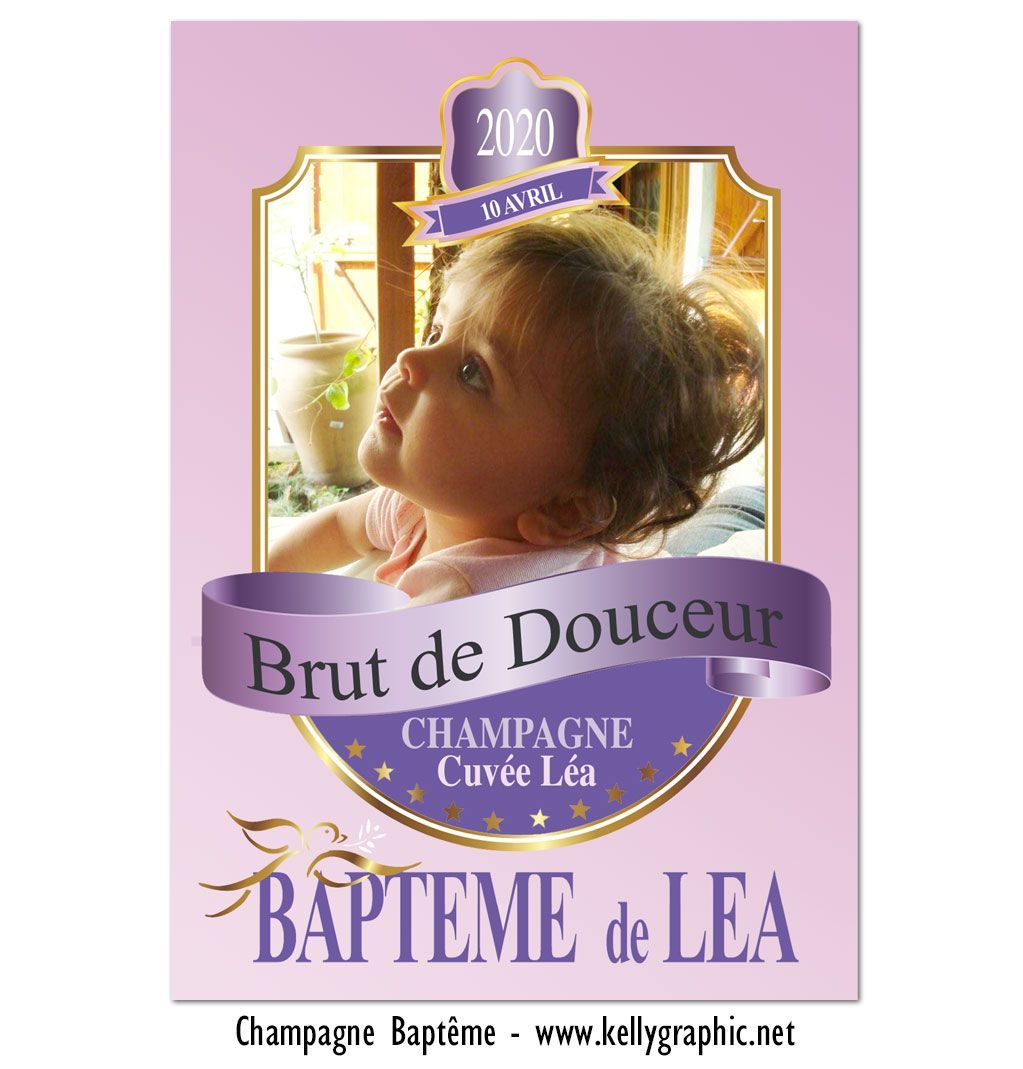 Etiquettes bouteilles Champagne baptème Etiquettes autocollantes personnalisées bouteilles Champagne ou Vin baptème