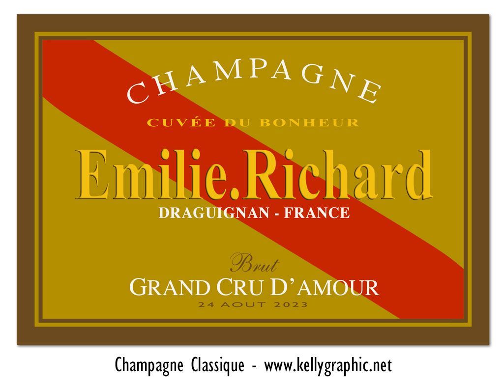 Etiquettes bouteilles Champagne mariage Etiquettes autocollantes personnalisées bouteilles Champagne ou Vin mariage