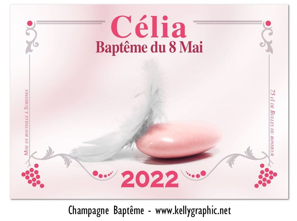 Etiquettes bouteilles Champagne baptème Etiquettes autocollantes personnalisées bouteilles Champagne ou Vin baptème