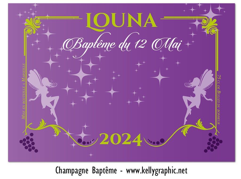 Etiquettes bouteilles Champagne baptème Etiquettes autocollantes personnalisées bouteilles Champagne ou Vin baptème