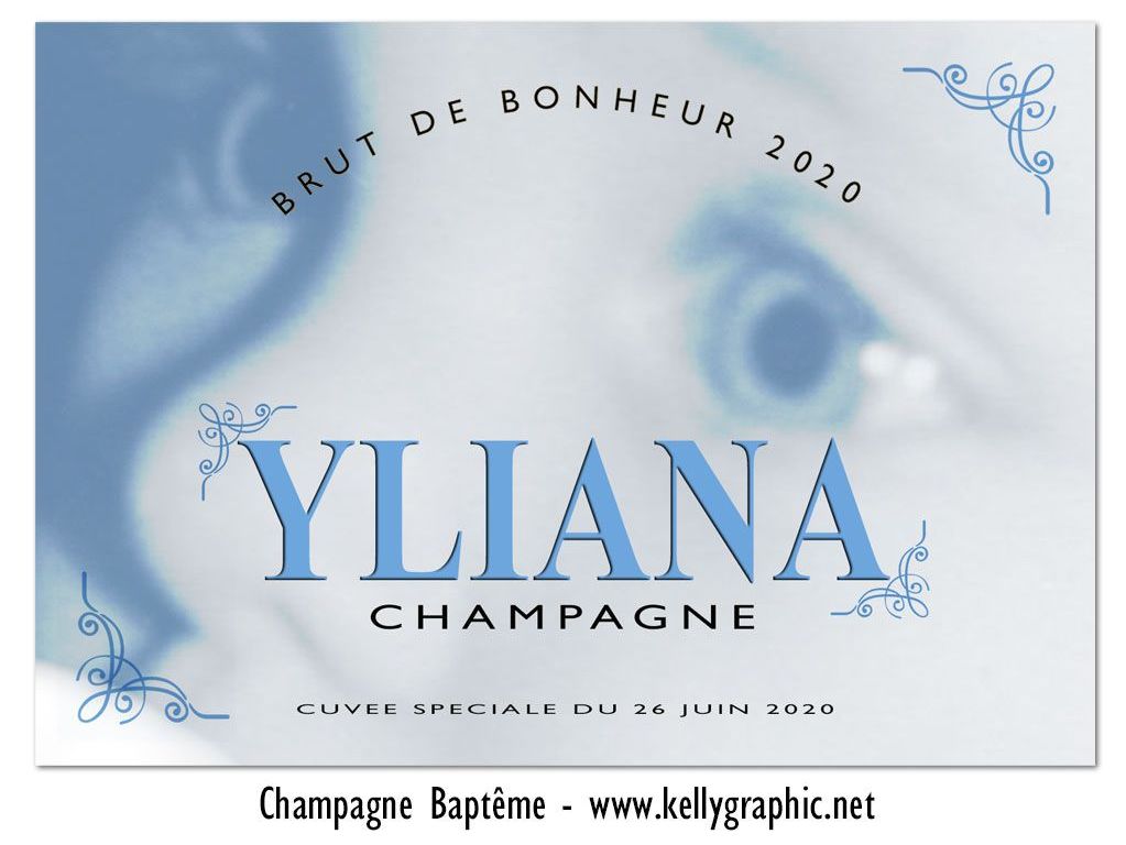 Etiquettes bouteilles Champagne baptème Etiquettes autocollantes personnalisées bouteilles Champagne ou Vin baptème