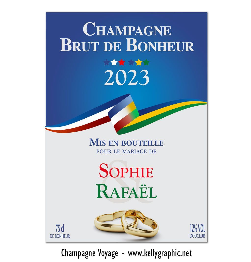 Etiquettes bouteilles Champagne mariage Etiquettes autocollantes personnalisées bouteilles mariage Champagne ou Vin