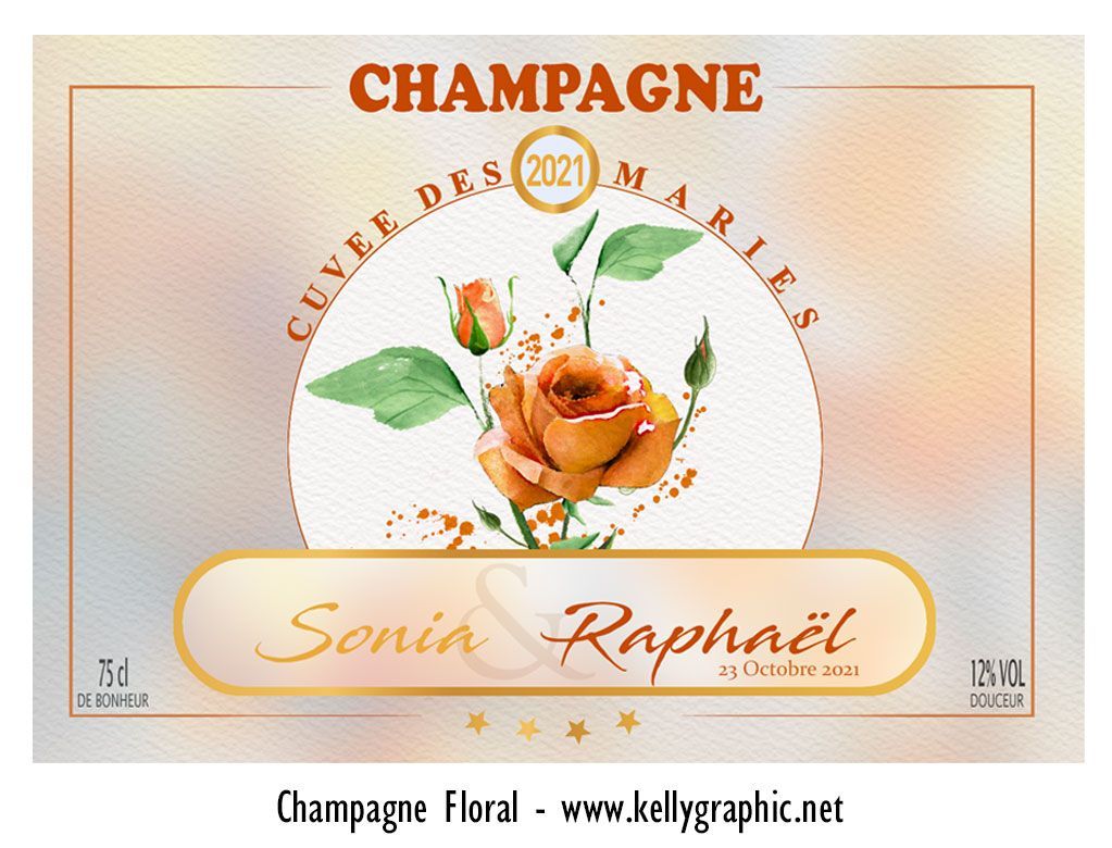 Etiquettes bouteilles Champagne mariage Etiquettes autocollantes personnalisées bouteilles mariage Champagne ou Vin