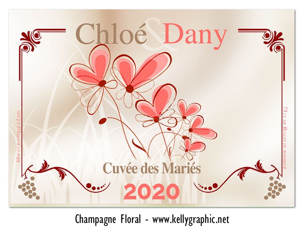 Etiquettes bouteilles Champagne mariage Etiquettes autocollantes personnalisées bouteilles mariage Champagne ou Vin