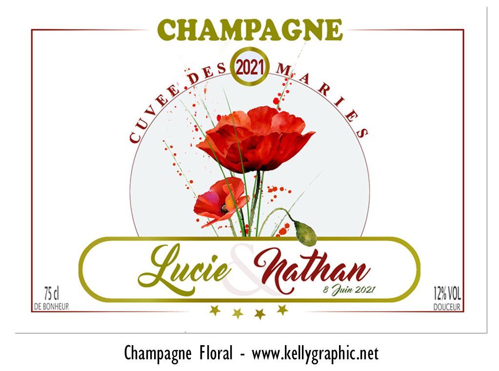 Etiquettes bouteilles Champagne mariage Etiquettes autocollantes personnalisées bouteilles mariage Champagne ou Vin