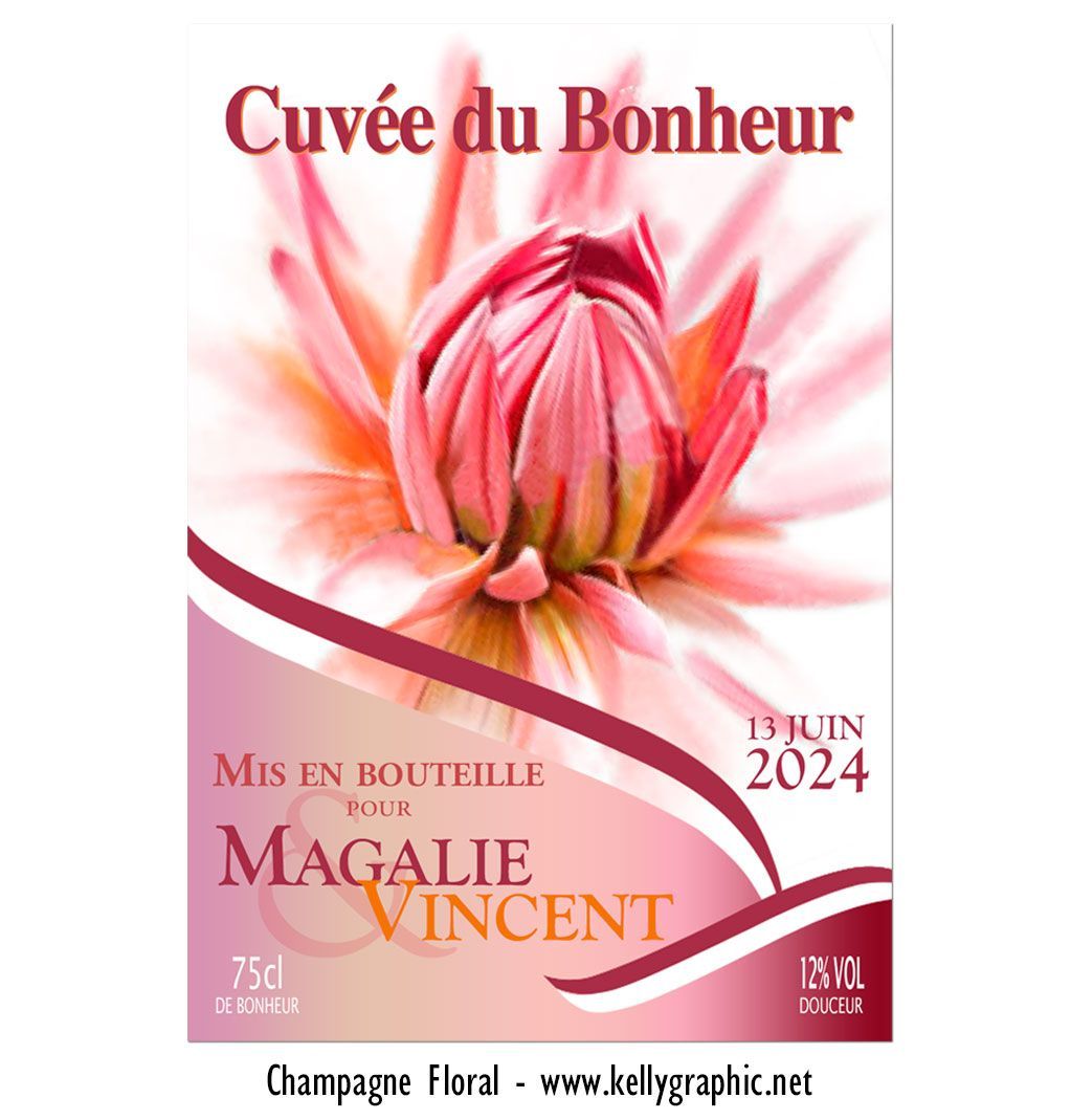 Etiquettes bouteilles Champagne mariage Etiquettes autocollantes personnalisées bouteilles mariage Champagne ou Vin