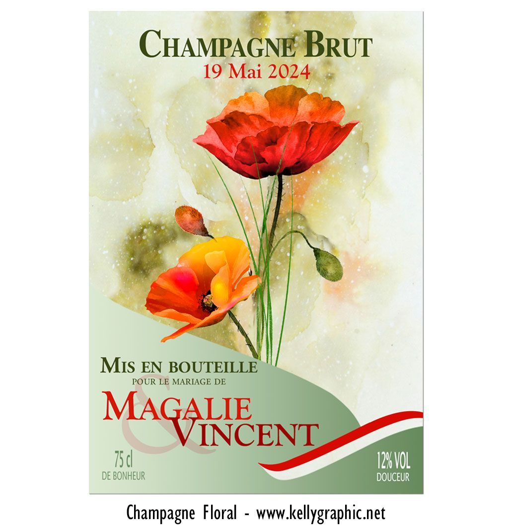 Etiquettes bouteilles Champagne mariage Etiquettes autocollantes personnalisées bouteilles mariage Champagne ou Vin