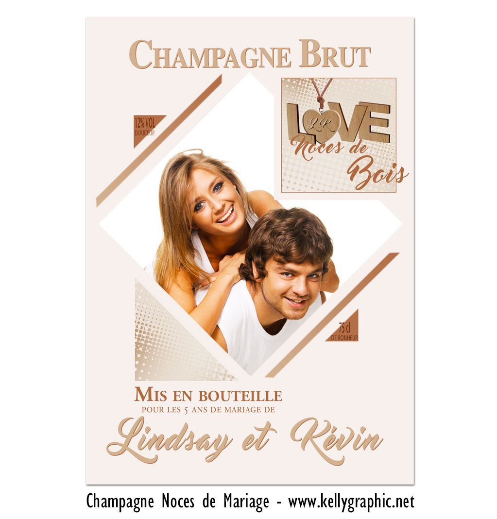 Etiquettes bouteille noces bois Etiquettes autocollantes personnalisées bouteilles mariage Champagne ou Vin noces bois