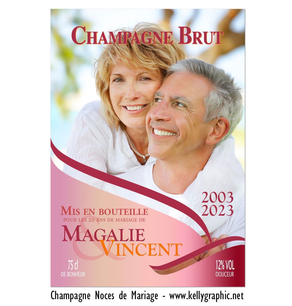 Etiquettes bouteille noces porcelaine Etiquettes autocollantes personnalisées bouteilles Champagne ou Vin noces porcelaine