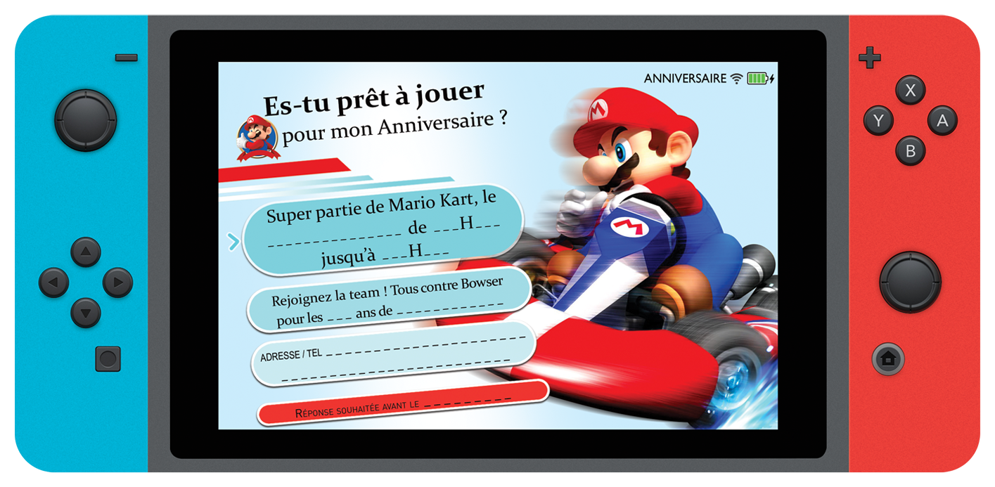 Invitation Carton anniversaire Mario Switch Invitation Carton anniversaire Mario Switch