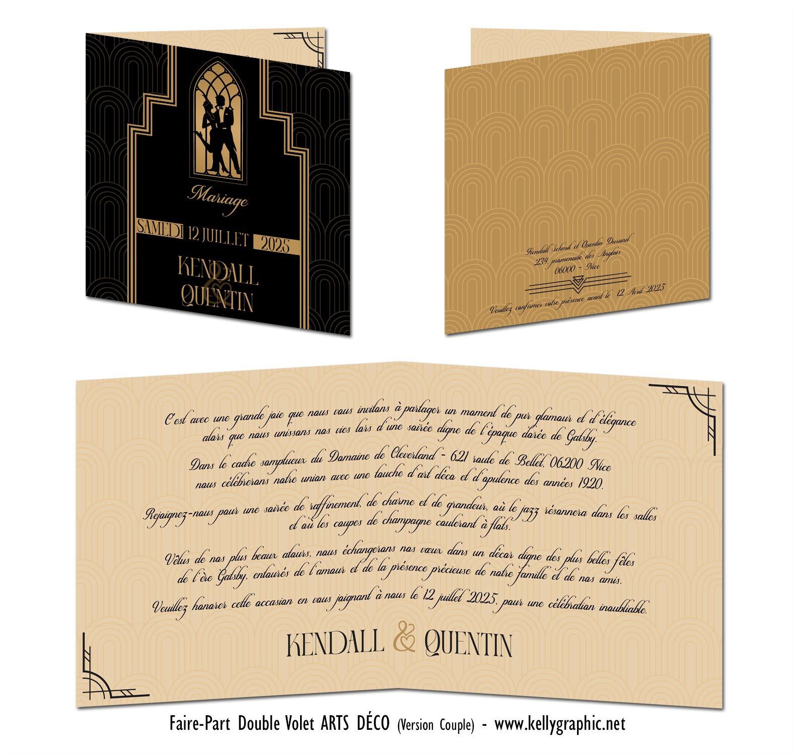 Faire-part mariage - Art Déco Gatsby Faire-part mariage - Art Déco Gatsby