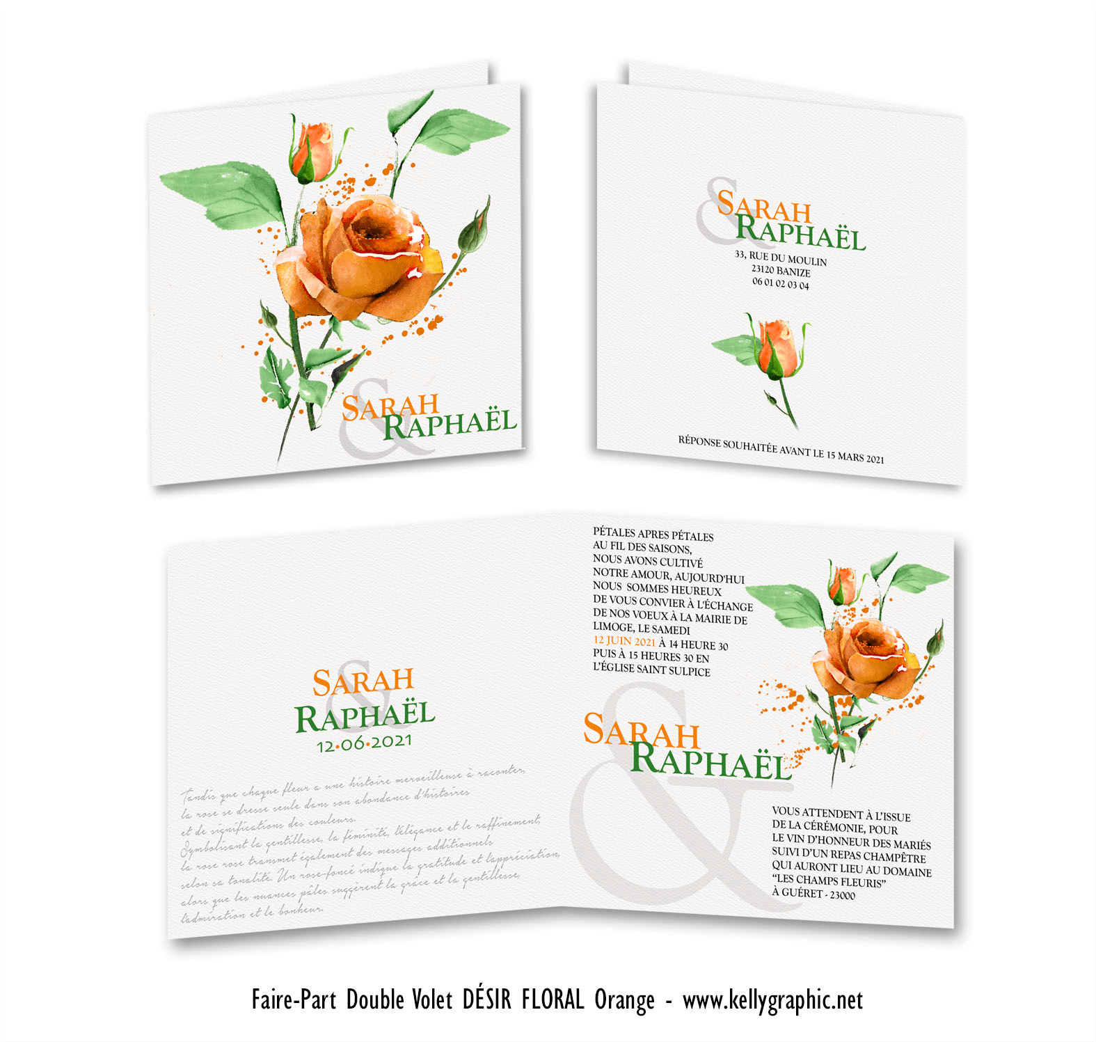 Faire part mariage fleurs : Rose Aquarelle Faire part mariage fleurs : Rose Aquarelle