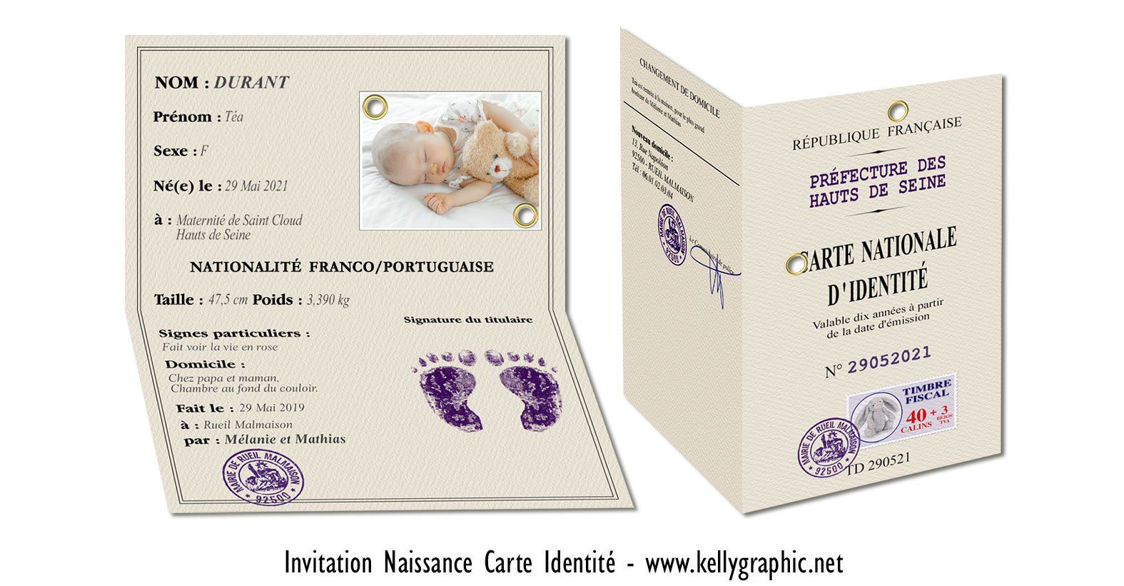 Faire-part naissance bébé pièce identité Faire-part naissance bébé pièce identité