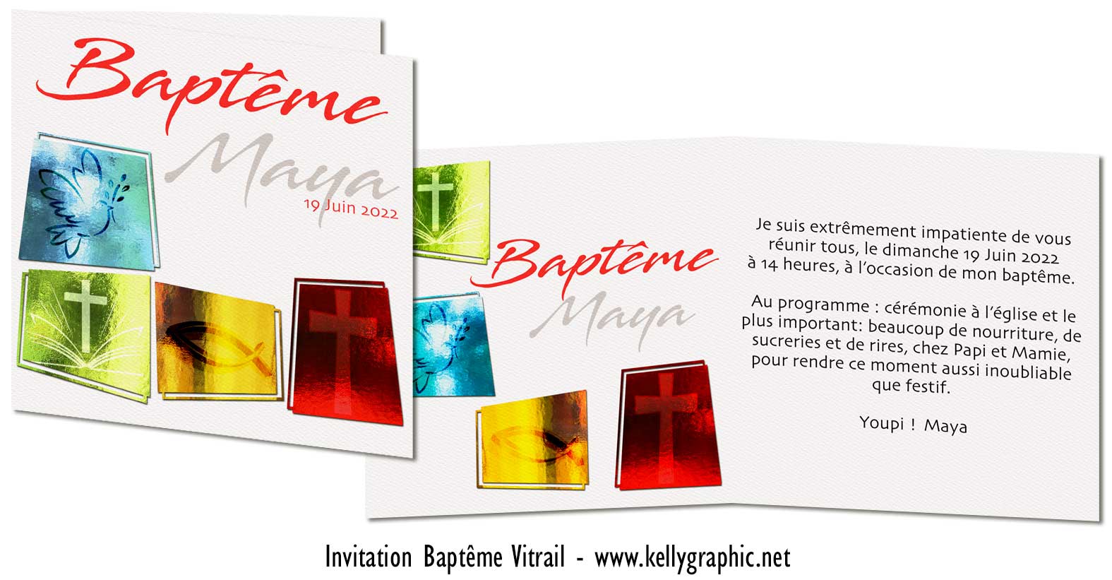 Faire-part religieux baptême vitrail Faire-part religieux baptême vitrail