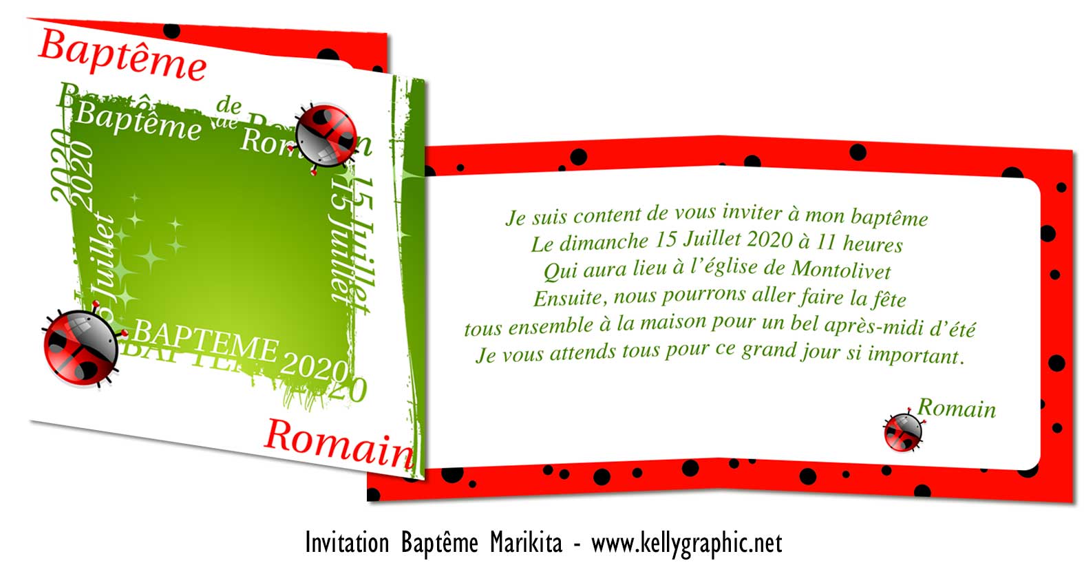 Faire-part baptême coccinelle Faire-part baptême coccinelle
