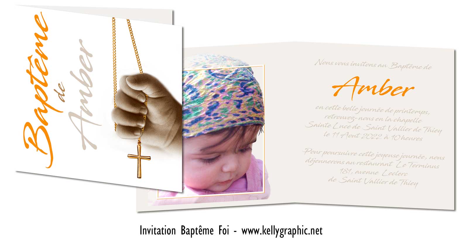 Faire-part religieux baptême croix Faire-part religieux baptême croix