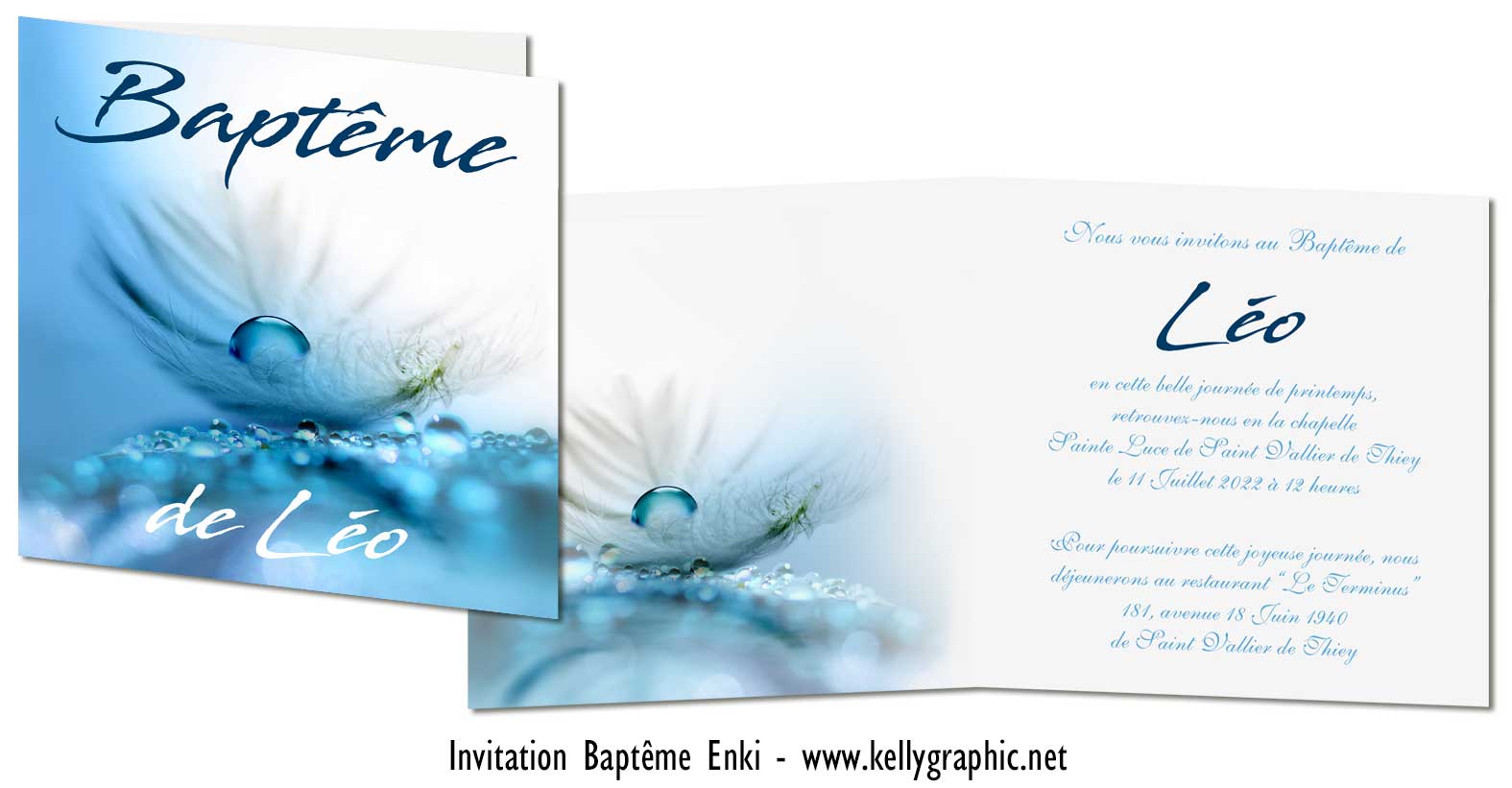 Faire-part religieux baptême eau Faire-part religieux baptême eau