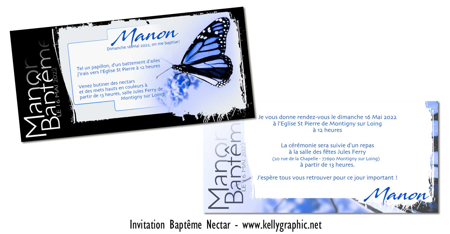 Faire-part religieux baptême papillon Faire-part religieux baptême papillon