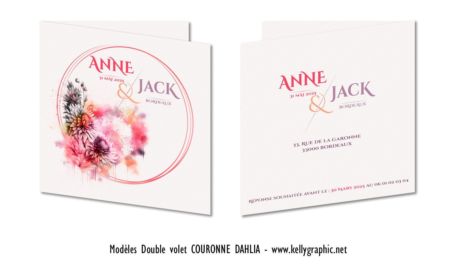 Faire-part couronne de fleurs champêtre Faire-part couronne de fleurs champêtre