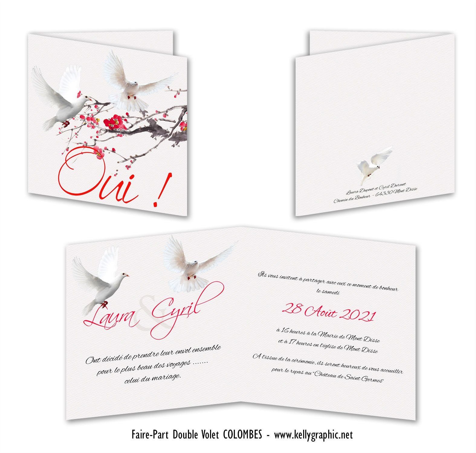 Faire-part Mariage Colombes Faire-part Mariage Colombes