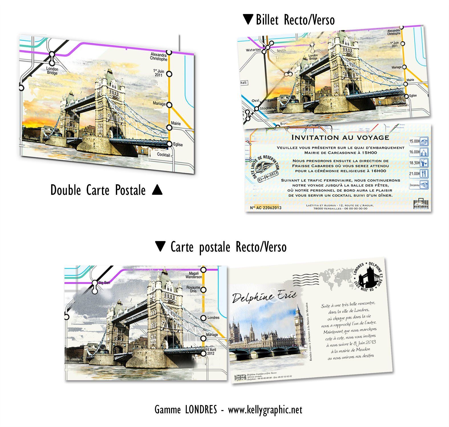 faire-part mariage Londres Faire-part mariage sur le thème de Londres