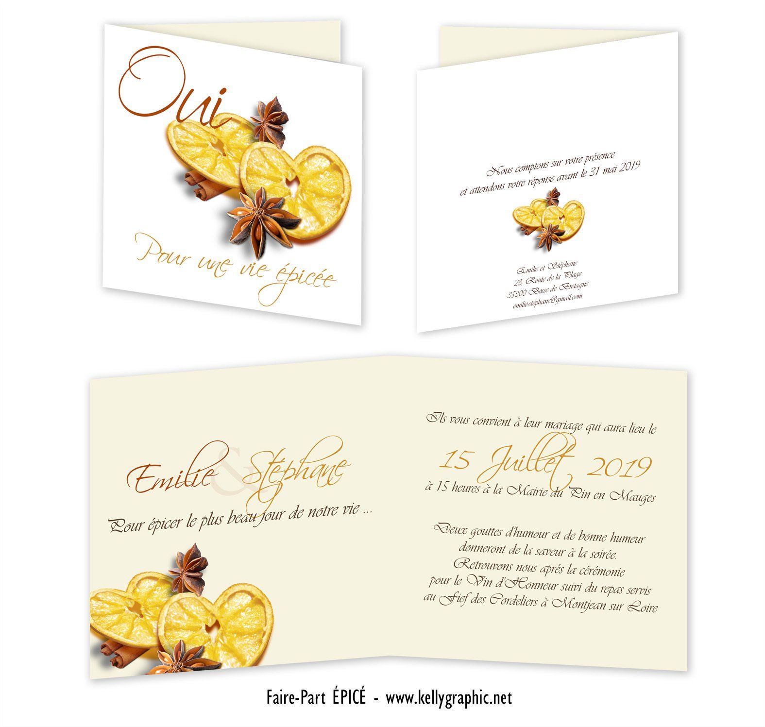 Faire-part Mariage thème épices Faire-part Mariage thème épices