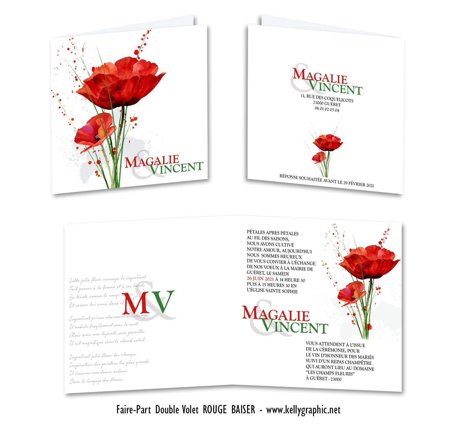 Faire-part Mariage coquelicots Faire-part Mariage coquelicots