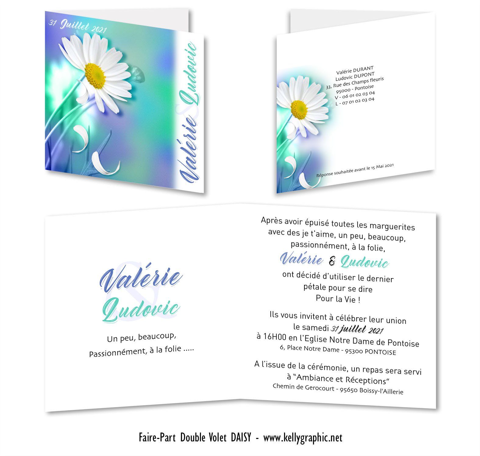 Faire-part Mariage pâquerette Faire-part Mariage pâquerette