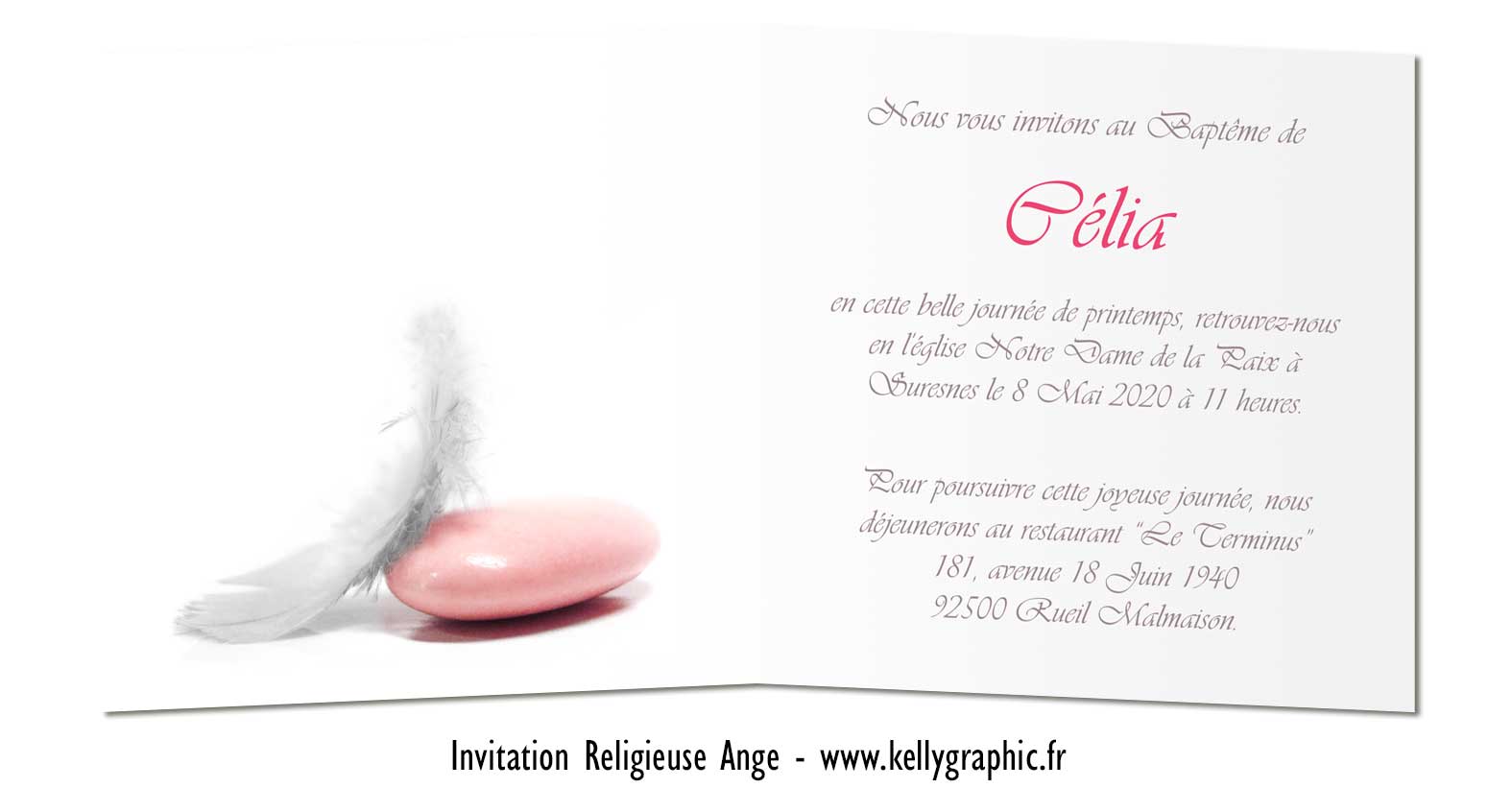 Faire-part religieux baptême plume Faire-part religieux baptême plume