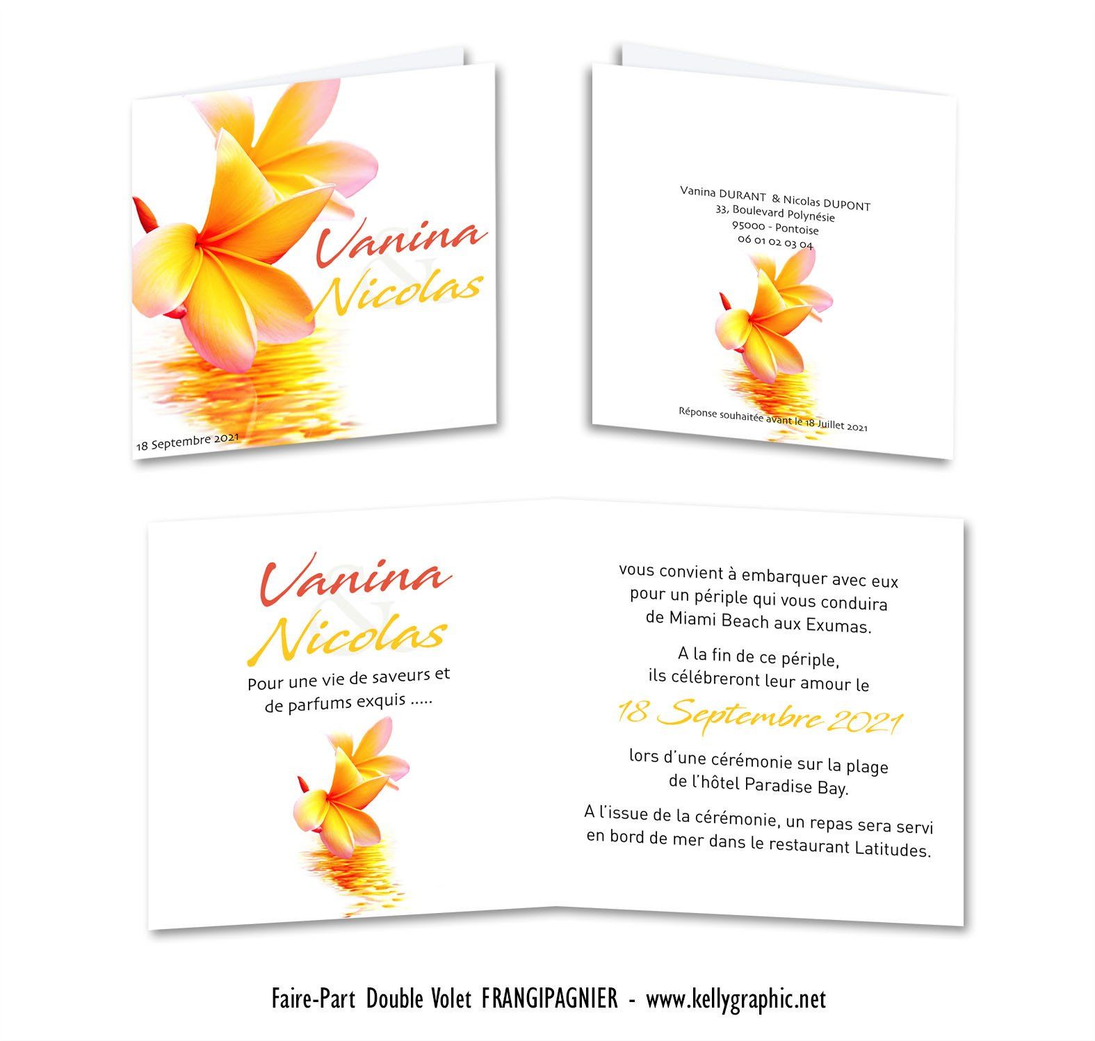 Faire-part Mariage Frangipanier Faire-part Mariage Frangipanier