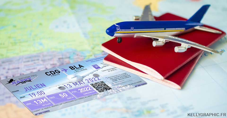 carte invitation anniversaire billet avion Invitation, carte cartons anniversaire Ado Adultes Enfants billet avion