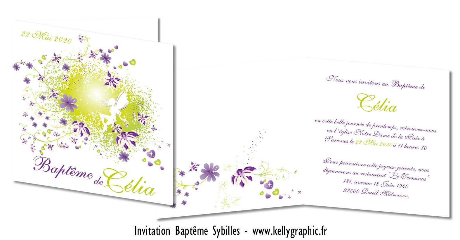 Faire-part religieux baptême fée Faire-part religieux baptême fée