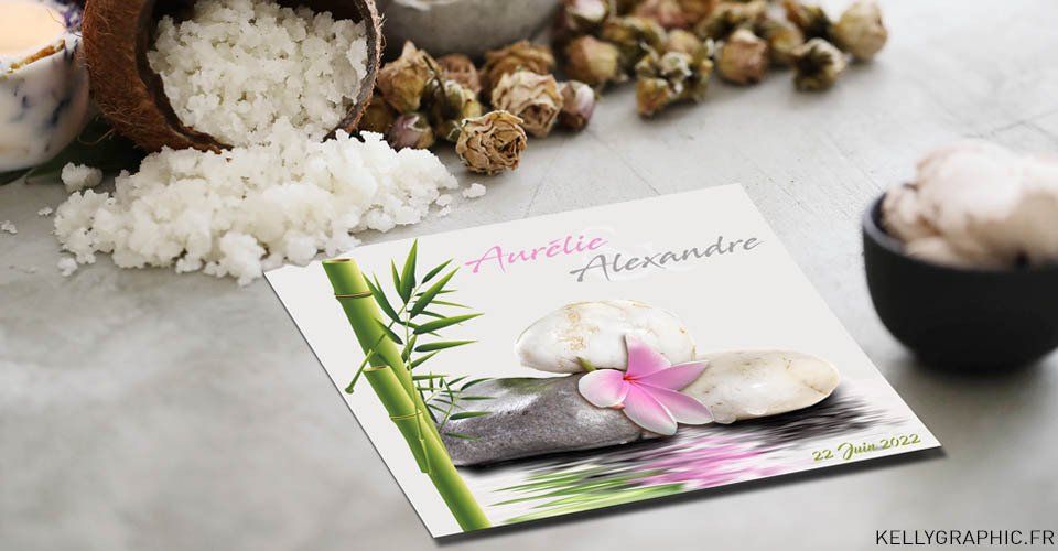 Faire-part mariage zen bambou tranquilité Faire-part mariage zen bambou tranquilité