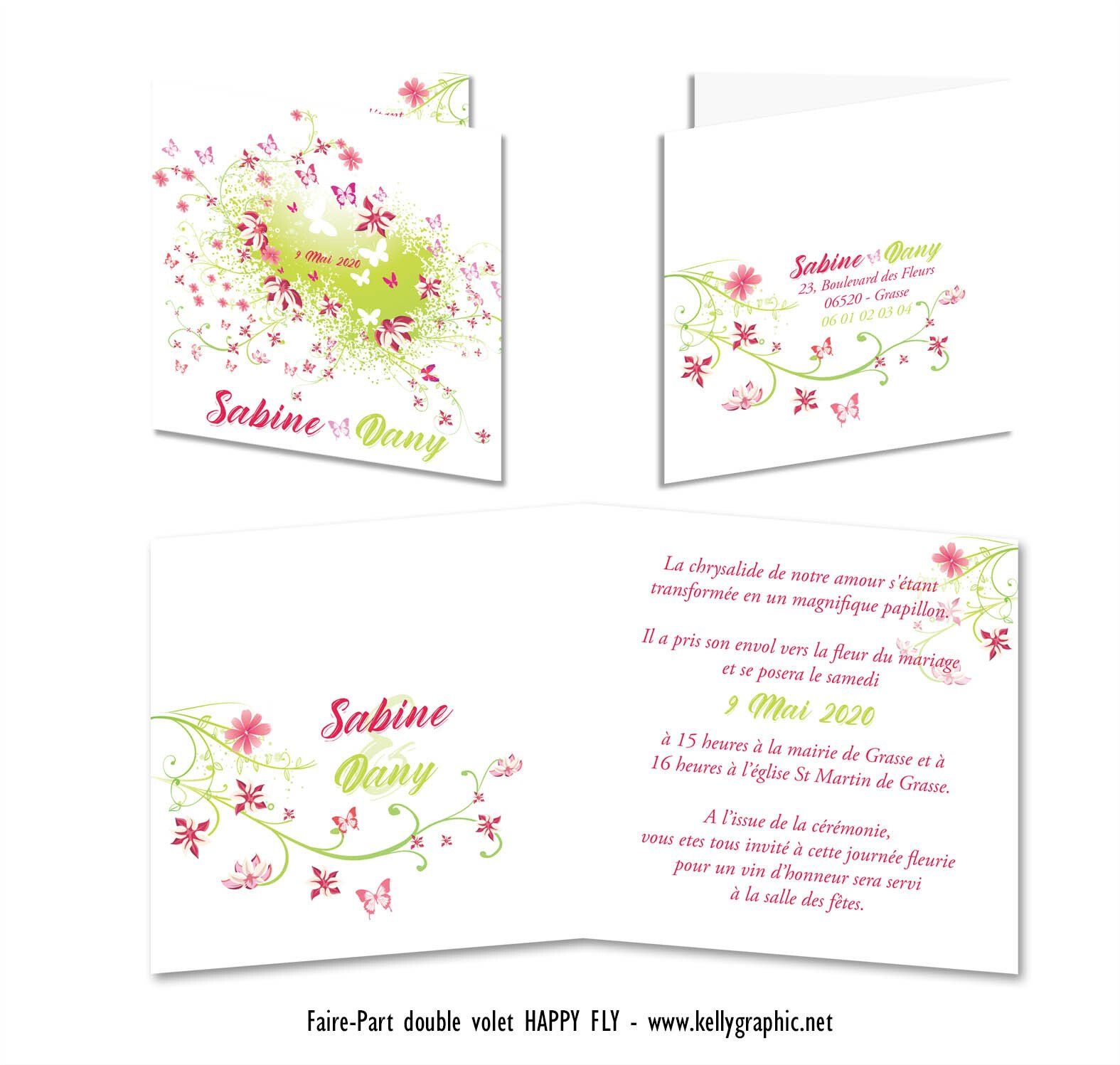 Faire-part mariage Papillons Faire-part mariage Papillons