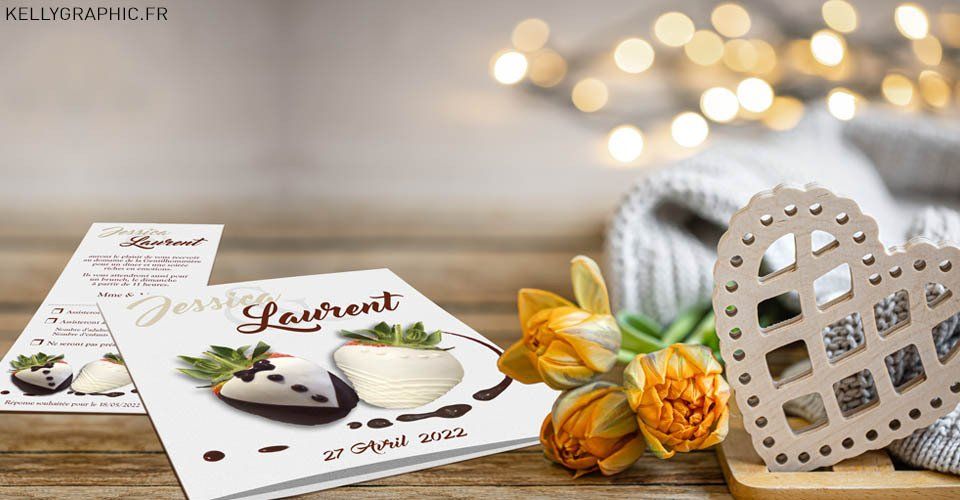 Faire-part mariage fraise chocolat Faire-part mariage fraise chocolat